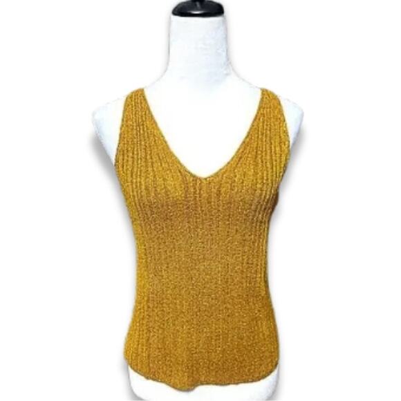 Jessica Simpson Edith Racerback Tank Top Sweater Sleeveless V Neck Brown W M NWT - Picture 2 of 10